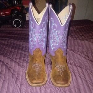 Old West Purple and Brown Heeled Boots